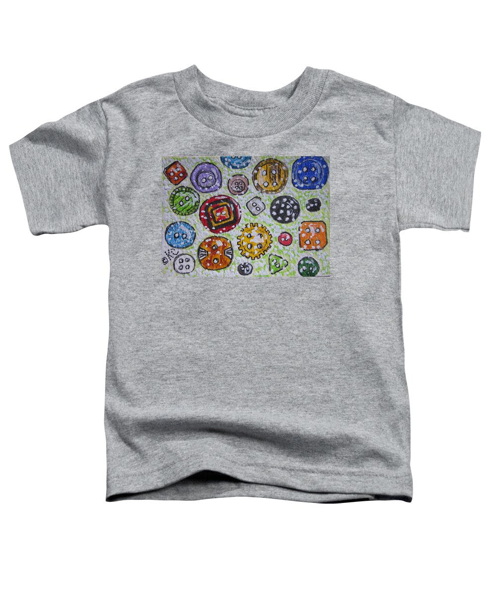 Vintage Toddler T-Shirt featuring the painting Vintage Antique Buttons by Kathy Marrs Chandler