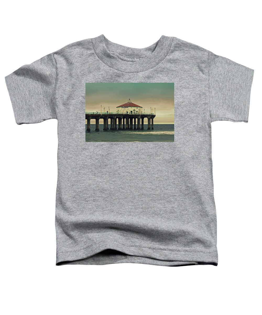 Manhattan Beach Toddler T-Shirt featuring the photograph Vintage Manhattan Beach Pier by Kim Hojnacki