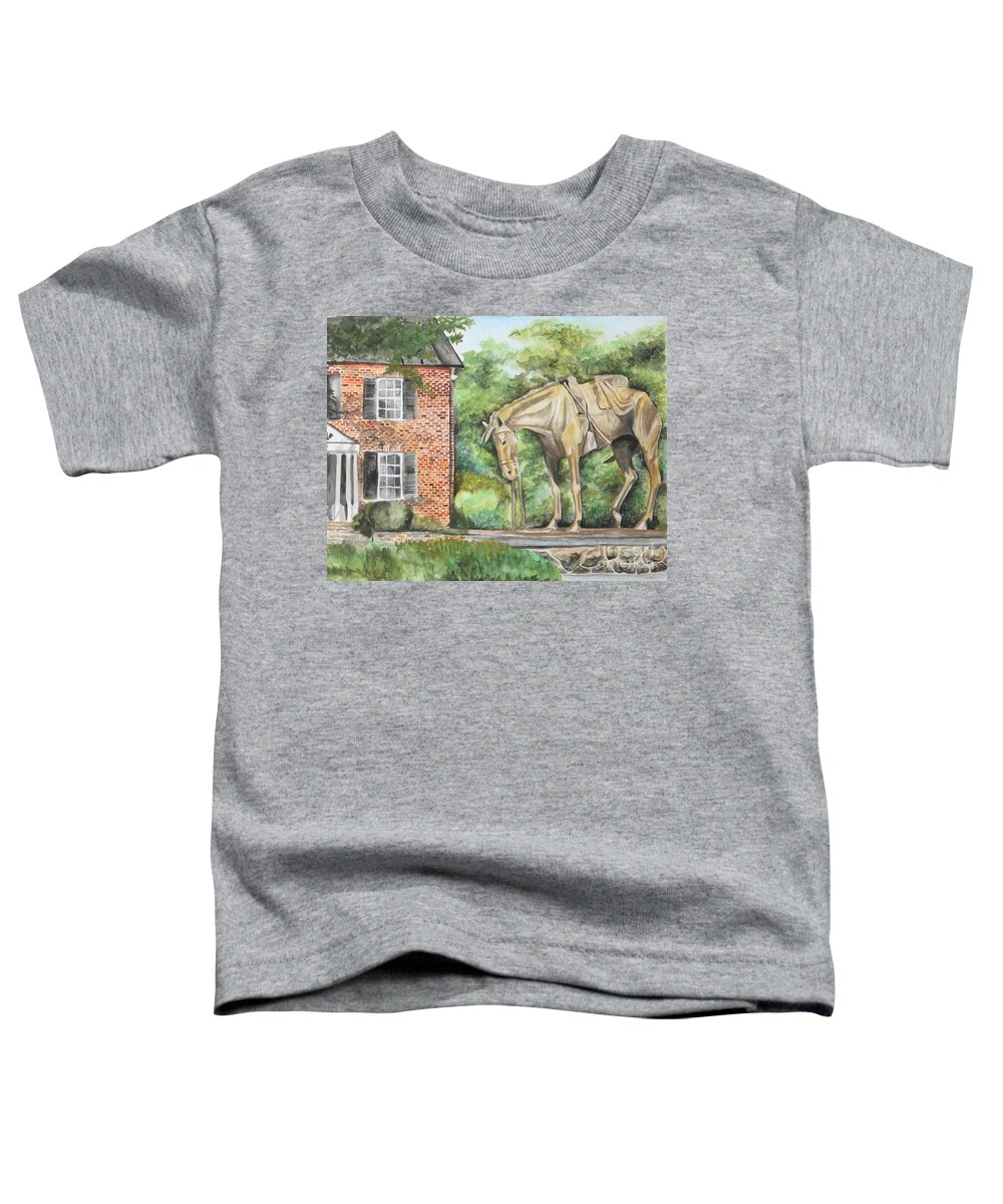 Middleburg Toddler T-Shirt featuring the painting War Horse Memorial by Kathy Laughlin