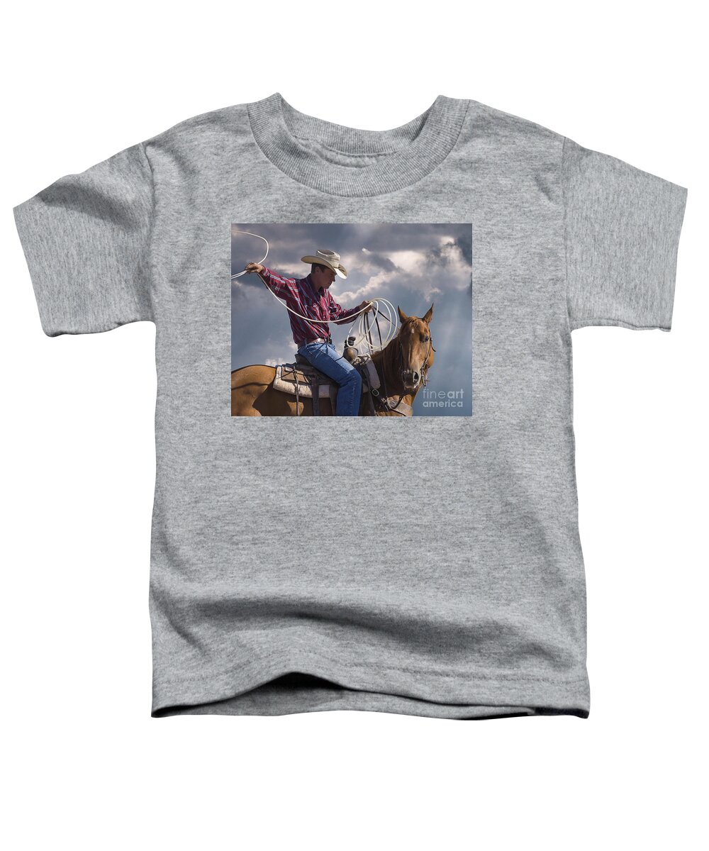 Warming Up To Rodeo Toddler T-Shirt featuring the photograph Warming Up To Rodeo by Priscilla Burgers