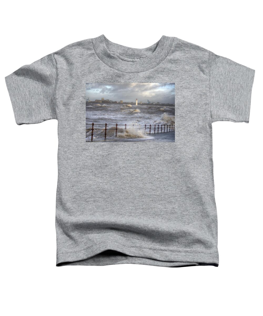 Lighthouse Toddler T-Shirt featuring the photograph Waves On The Slipway by Spikey Mouse Photography