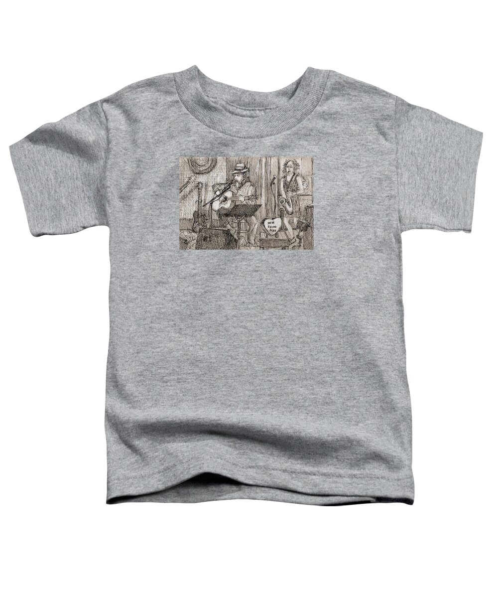 Musicians Toddler T-Shirt featuring the drawing We Love Tips by Arthur Barnes
