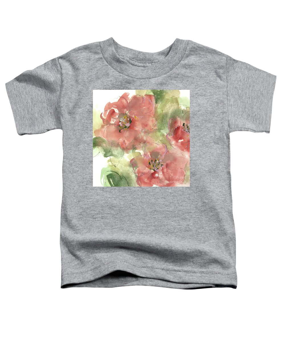 Original Watercolors Toddler T-Shirt featuring the painting Wild Camellia 1 by Chris Paschke
