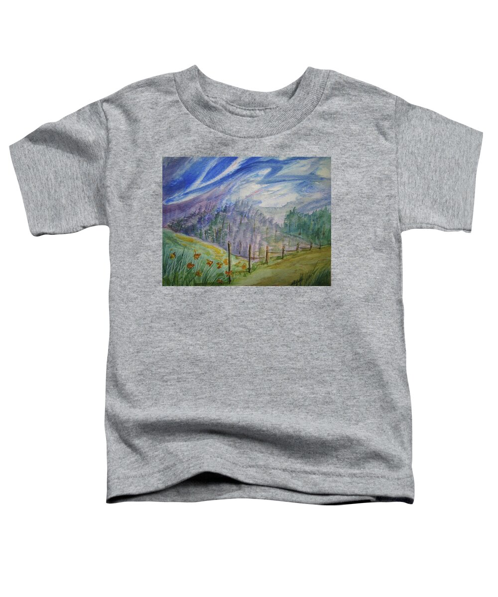 Windy Sky Toddler T-Shirt featuring the painting Wild Winds by Ellen Levinson
