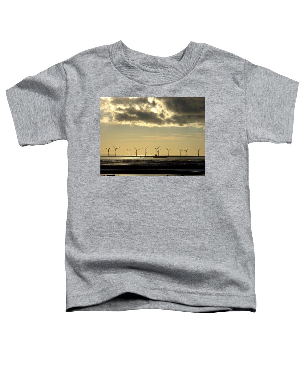 Wind Toddler T-Shirt featuring the photograph Wind Farm at Sunset by Steve Kearns
