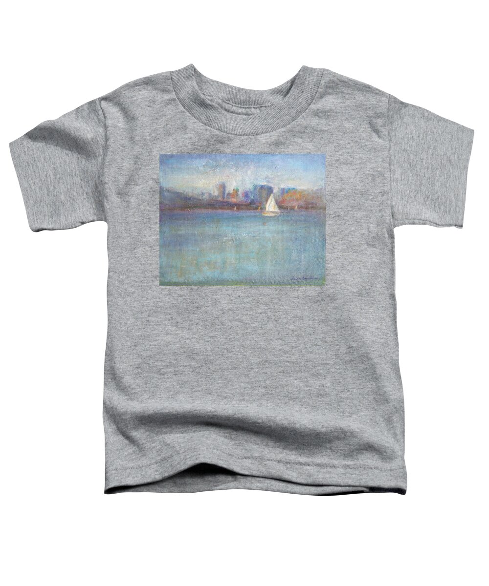 Blue Toddler T-Shirt featuring the painting Wind in My Sails by Quin Sweetman