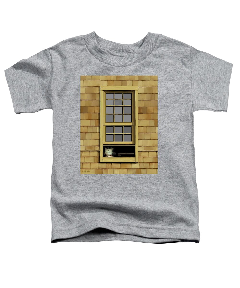 Diane Strain Toddler T-Shirt featuring the painting Window Cat  No.6 by Diane Strain