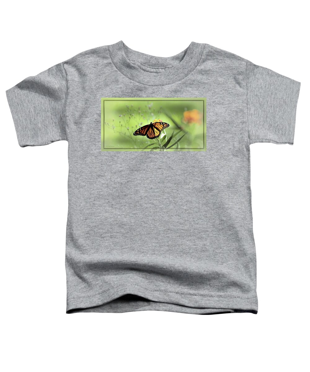Monarch Photograph Print Toddler T-Shirt featuring the photograph Wings In Soft Green by Lucy VanSwearingen