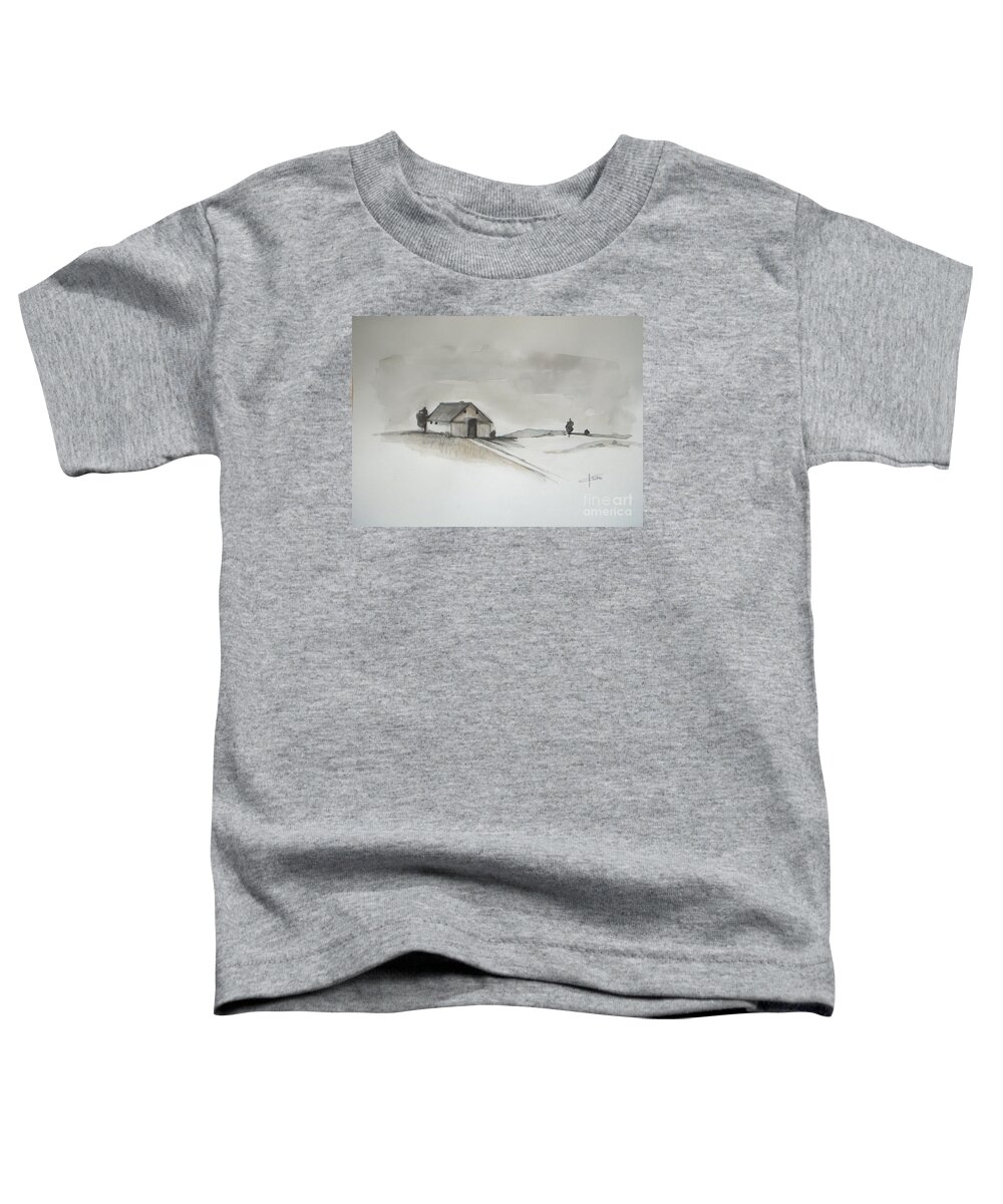 Barn Toddler T-Shirt featuring the painting Winter Barn by Vesna Antic
