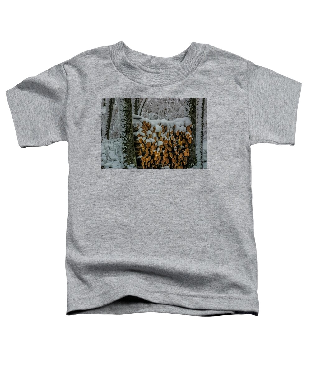 Oak Toddler T-Shirt featuring the photograph Wood Pile by Paul Freidlund