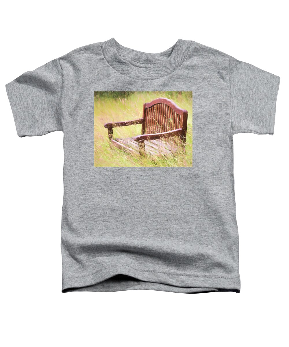 Bench Toddler T-Shirt featuring the photograph Wooden Bench Versus Mother Nature by Peggy Collins