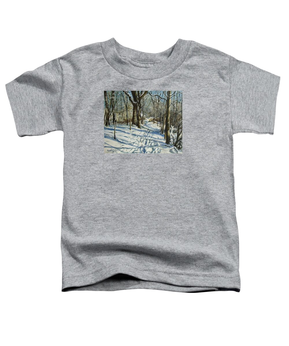 Winter Toddler T-Shirt featuring the painting Woodland Journey by William Brody