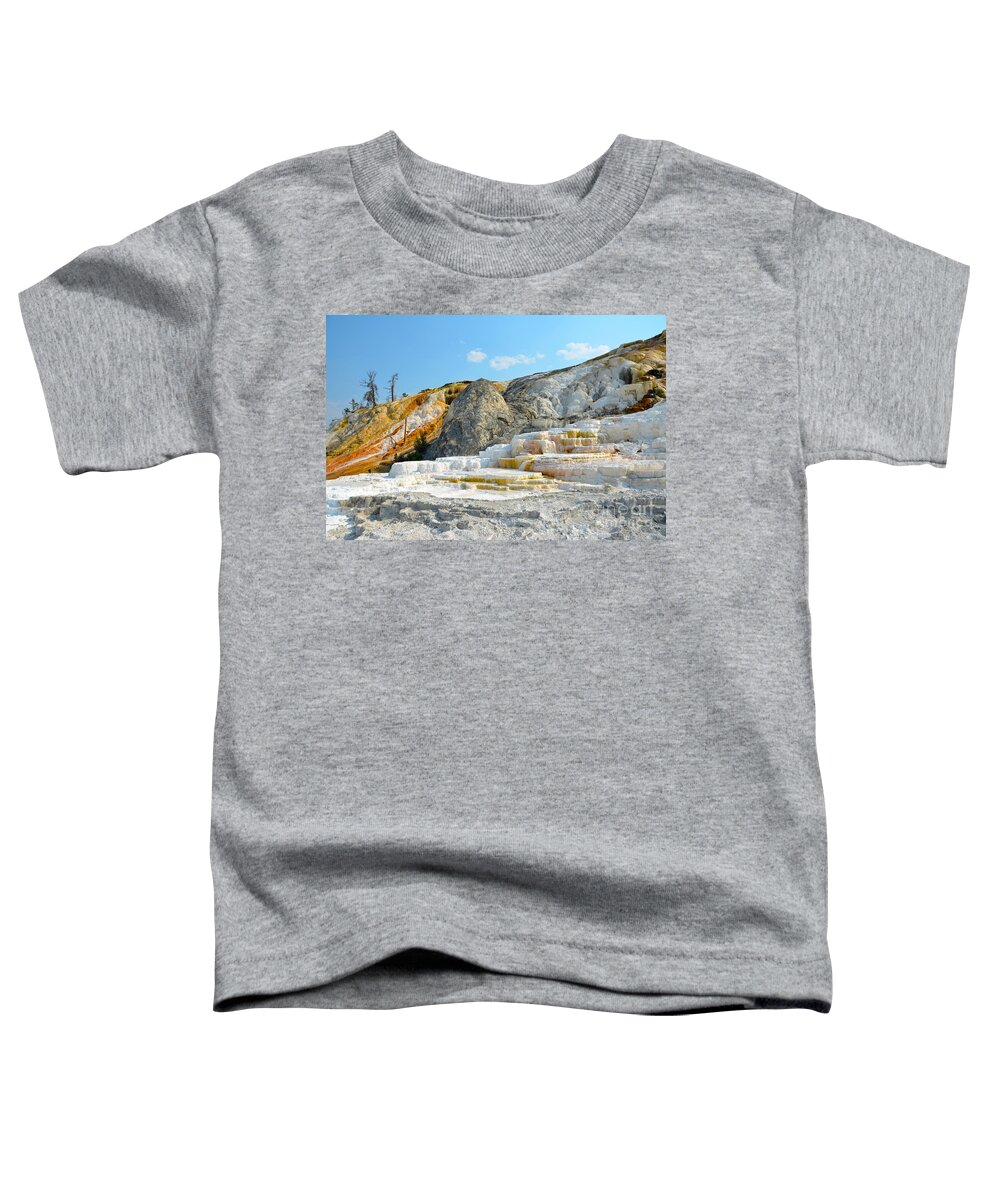 Yellowstone National Park Toddler T-Shirt featuring the photograph Yellowstone Mammoth Hot Springs Colorful Palette Spring by Debra Thompson