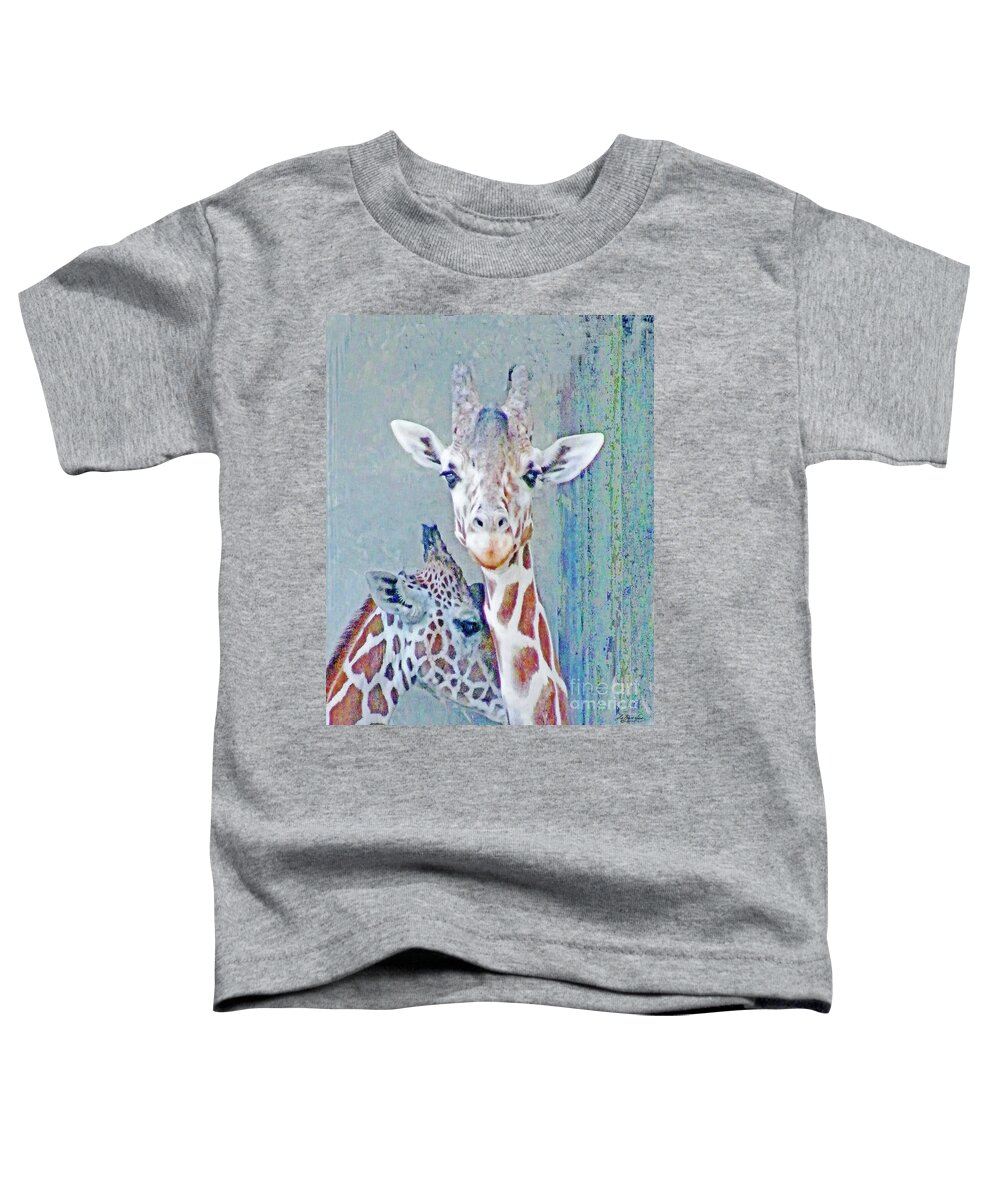 Giraffe Toddler T-Shirt featuring the digital art Young giraffes by Lizi Beard-Ward