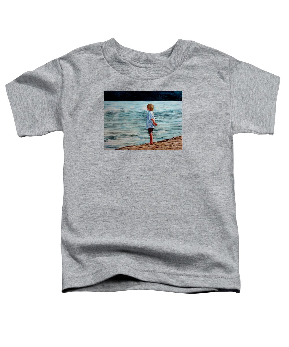 Lad Toddler T-Shirt featuring the painting Young Lad by the Shore by Christopher Shellhammer