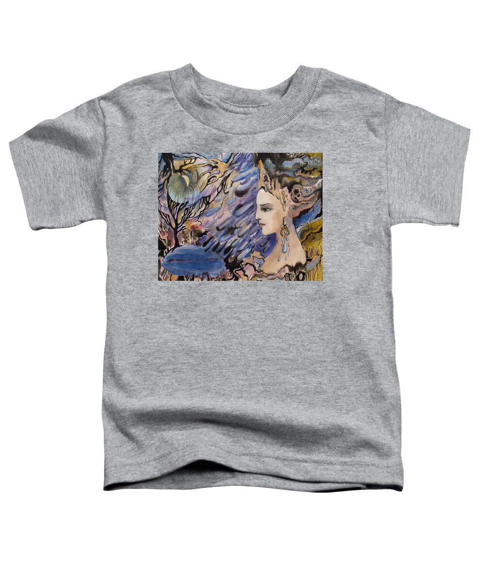 Fantasy Toddler T-Shirt featuring the painting I'd like to draw this dream with wind by Valentina Plishchina