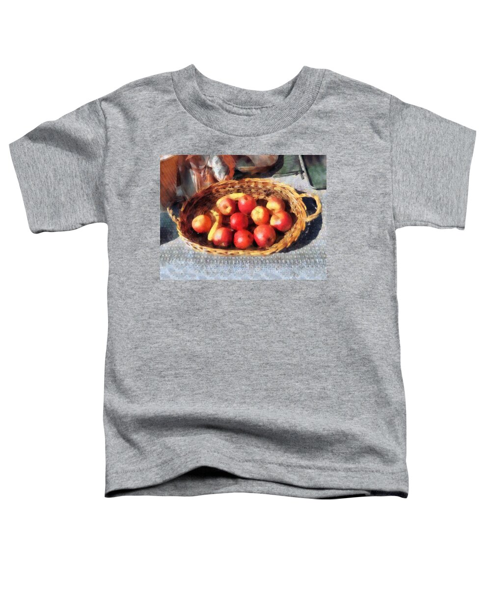 Apple Toddler T-Shirt featuring the photograph Apples and Bananas in Basket by Susan Savad