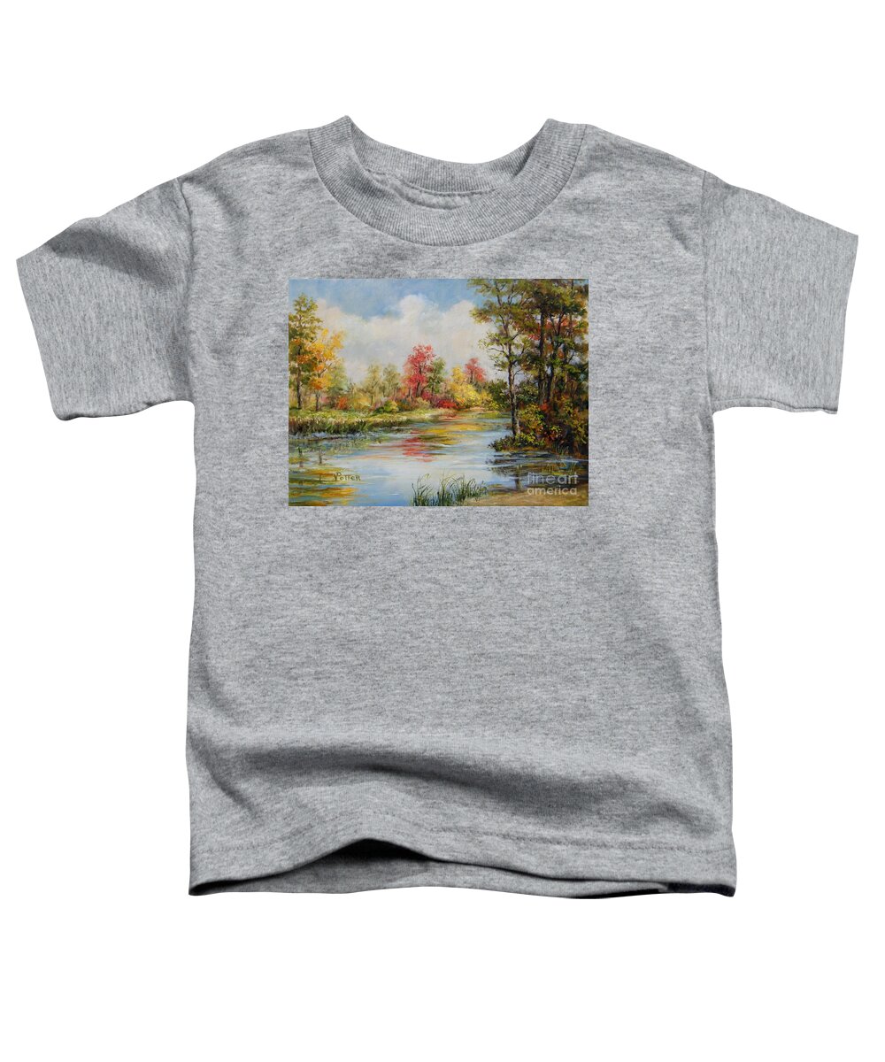 This Is Caney Creek Toddler T-Shirt featuring the painting Caney Creek by Virginia Potter