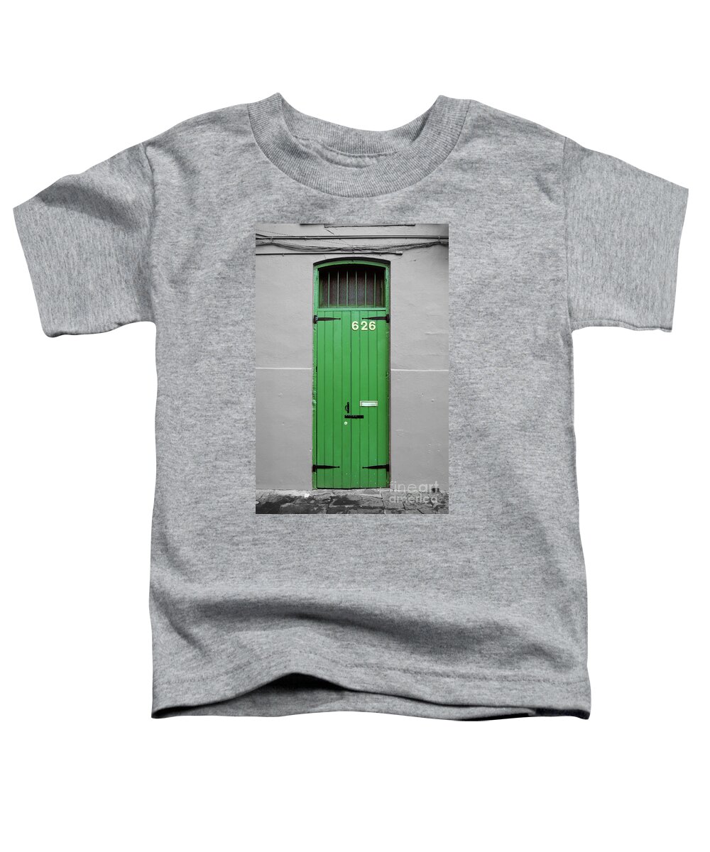New Orleans Toddler T-Shirt featuring the digital art Colorful Arched Doorway French Quarter New Orleans Color Splash Black and White by Shawn O'Brien