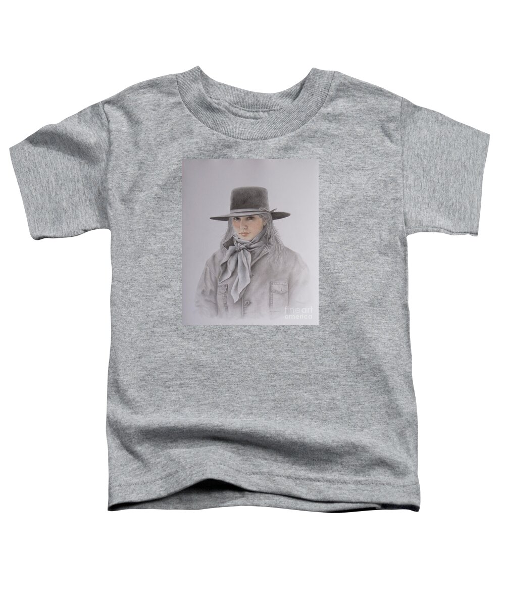 Cowgirl Toddler T-Shirt featuring the painting Cowgirl in Hat by Phyllis Howard