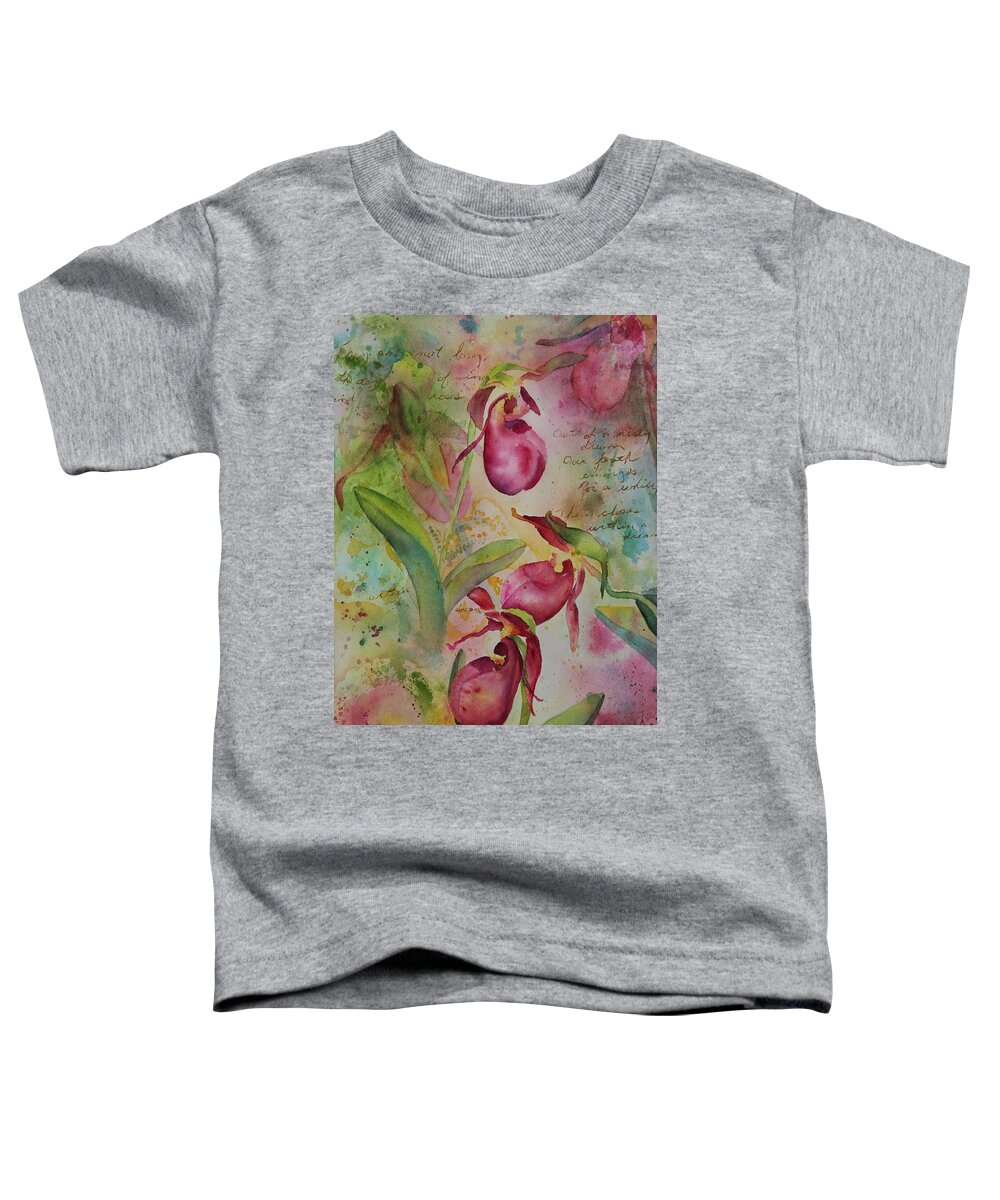Ladyslippers Toddler T-Shirt featuring the painting Days of Wine and Roses by Ruth Kamenev