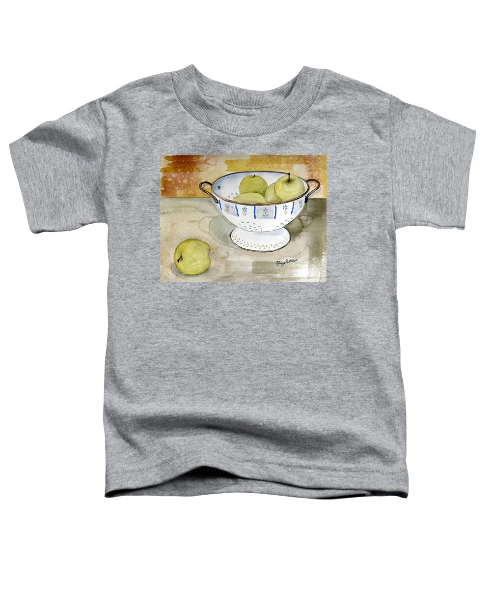 Yellow Apples Toddler T-Shirt featuring the painting Golden Apples by Nancy Patterson