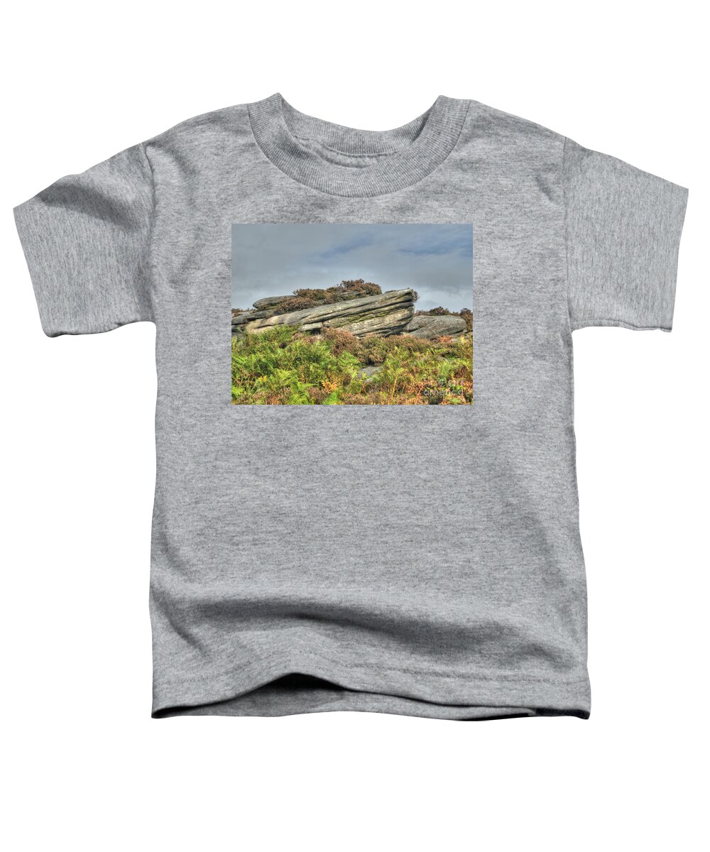 Millstone Edge Toddler T-Shirt featuring the photograph Gritstone outcrop - colour by Steev Stamford