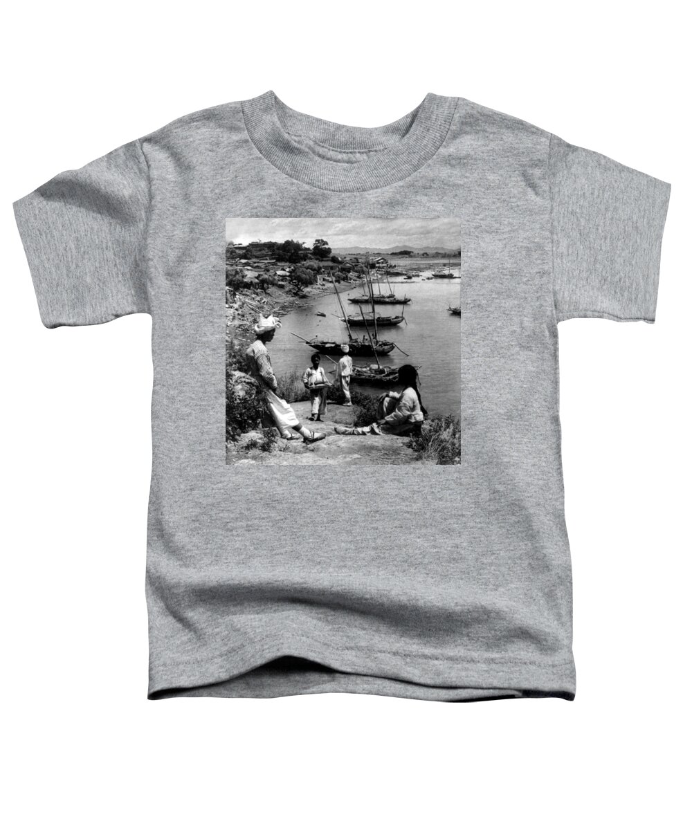 yung San Toddler T-Shirt featuring the photograph Han River Junk Boats - Yung San - Korea - c 1904 by International Images