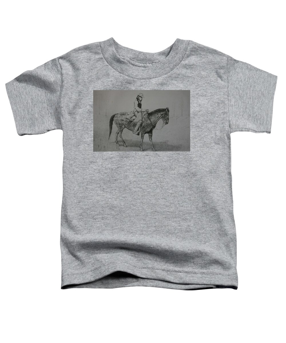 Horse Toddler T-Shirt featuring the drawing Horseman by Stacy C Bottoms