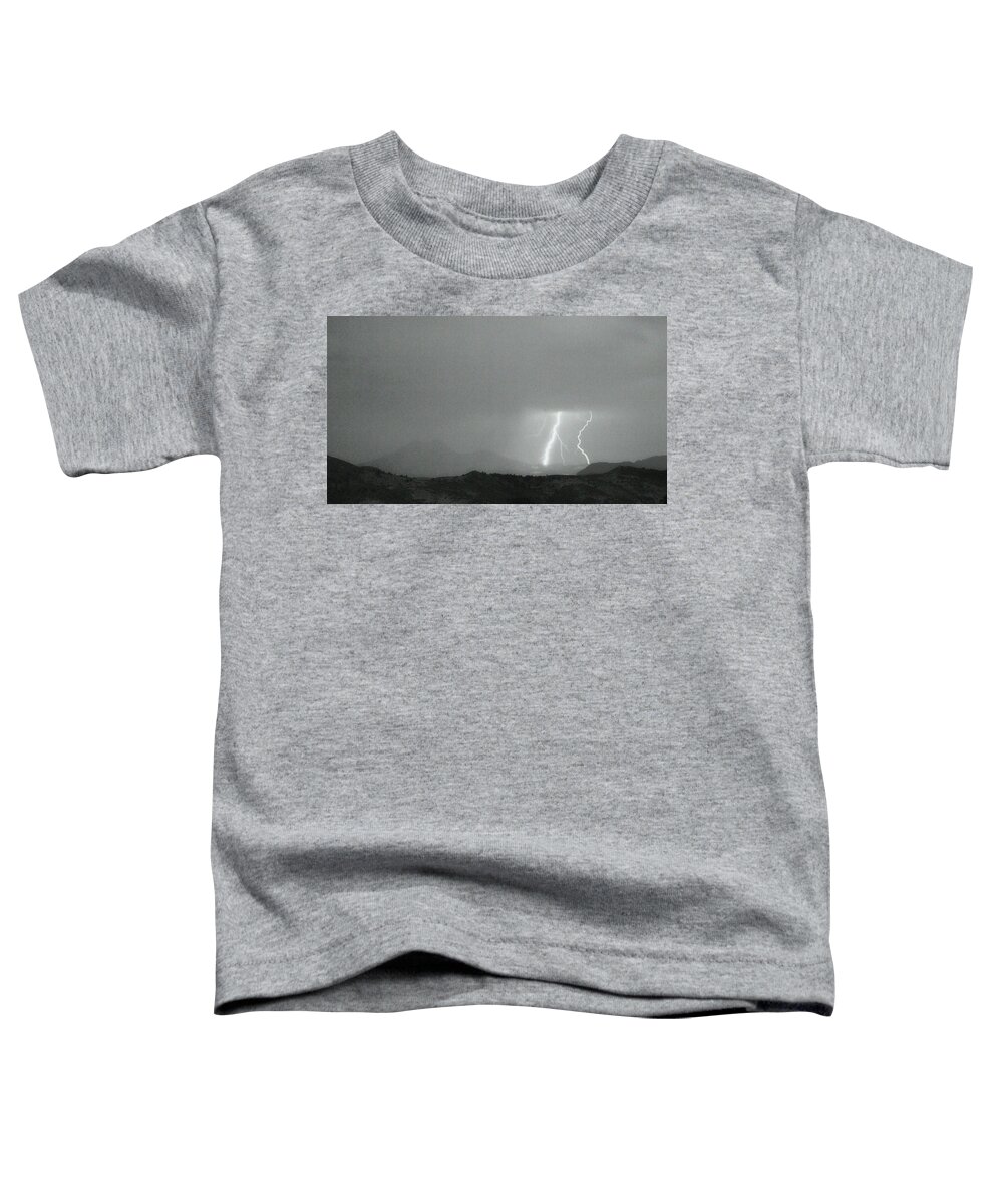 Continental Divide Toddler T-Shirt featuring the photograph Lightning Bolts Hitting the Continental Divide BW Crop by James BO Insogna