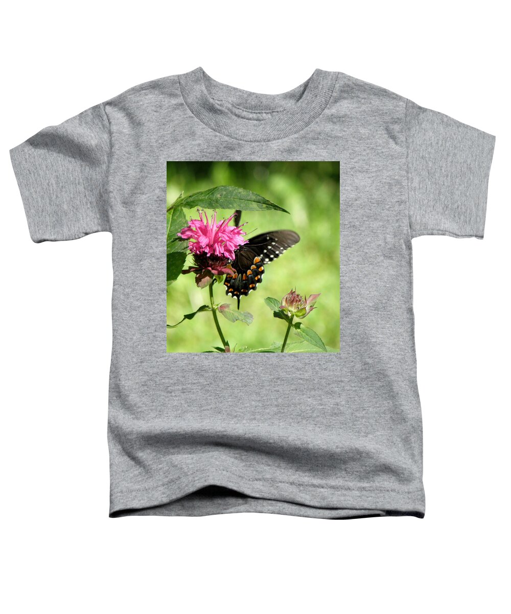 Butterfly Toddler T-Shirt featuring the photograph Monarch on a Monarda by Kim Galluzzo