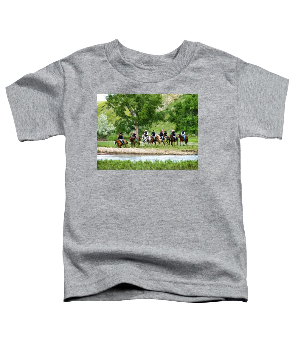 Old West Toddler T-Shirt featuring the painting Preparing to Ford the Creek by Dean Wittle