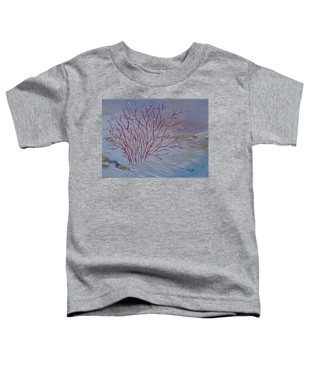 Snow Toddler T-Shirt featuring the painting Red Branches by Judith Rhue