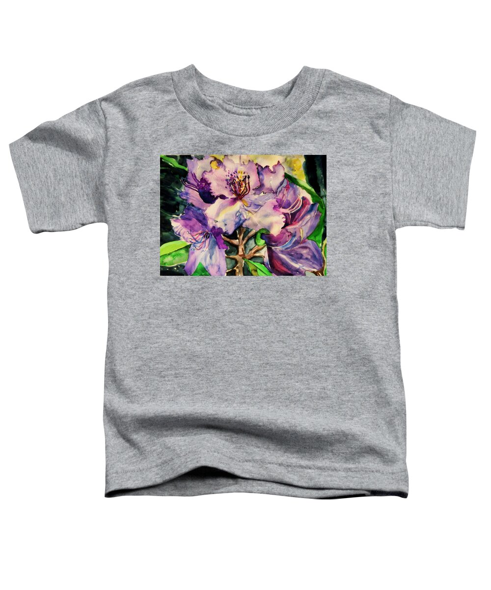 Rhododendron Toddler T-Shirt featuring the painting Rhododendron Violet by Mindy Newman