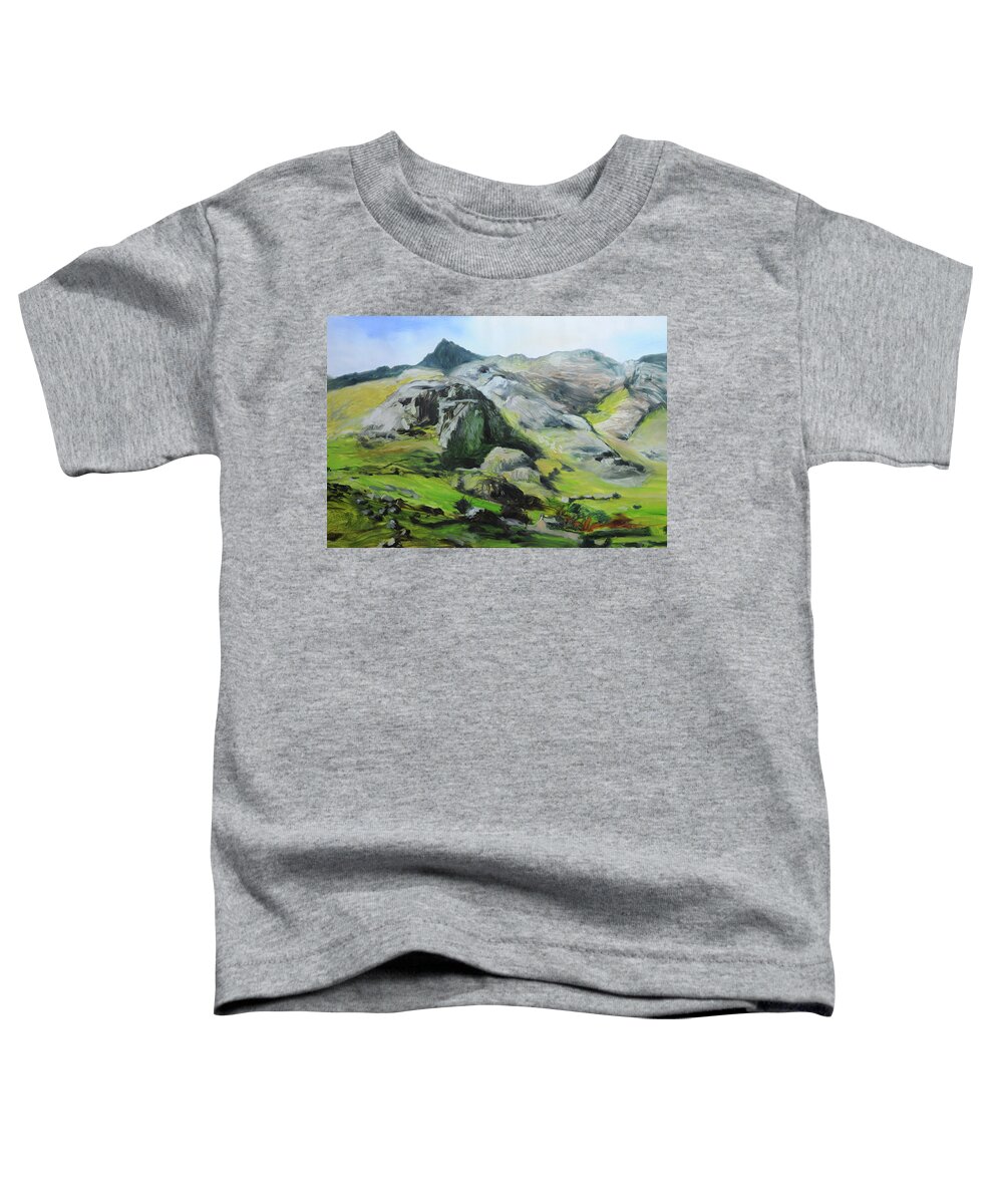 Landscape Toddler T-Shirt featuring the painting Sketch of mountains in Snowdonia by Harry Robertson