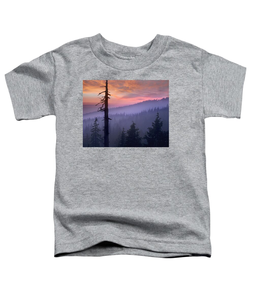 00177087 Toddler T-Shirt featuring the photograph Sunset Over Forest Crater Lake National by Tim Fitzharris