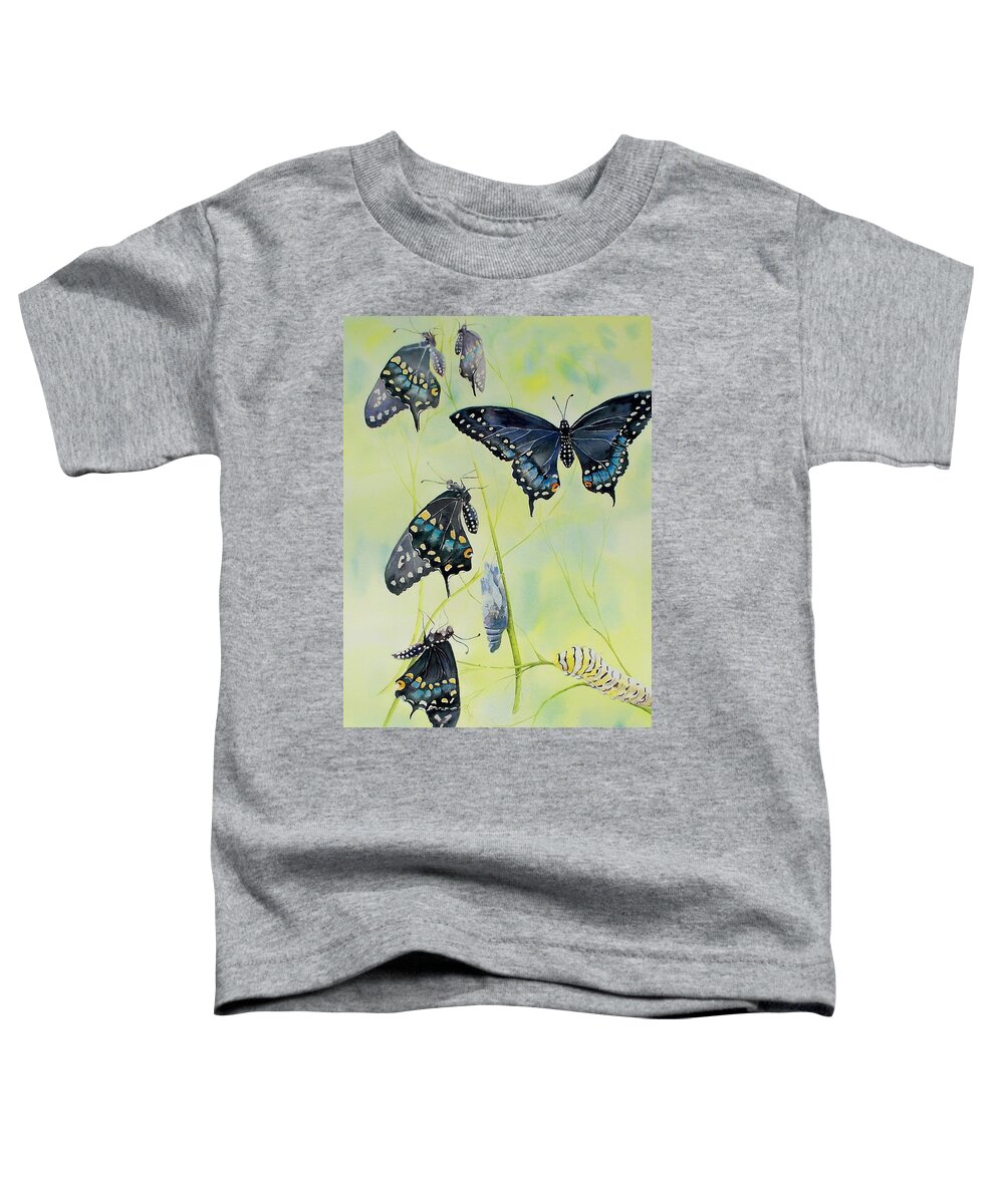 Butterfly Toddler T-Shirt featuring the painting Swallowtail Story by Celene Terry