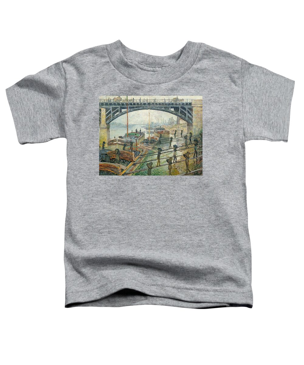French Toddler T-Shirt featuring the painting The Coal Workers by Claude Monet