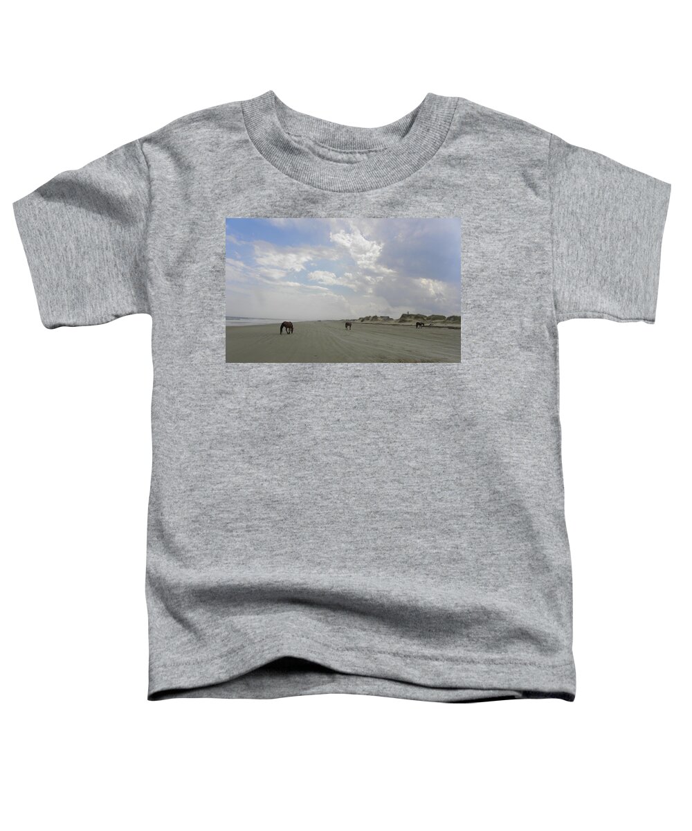 Wild Spanish Mustangs Toddler T-Shirt featuring the photograph Wide Open To Roam At Sundown by Kim Galluzzo