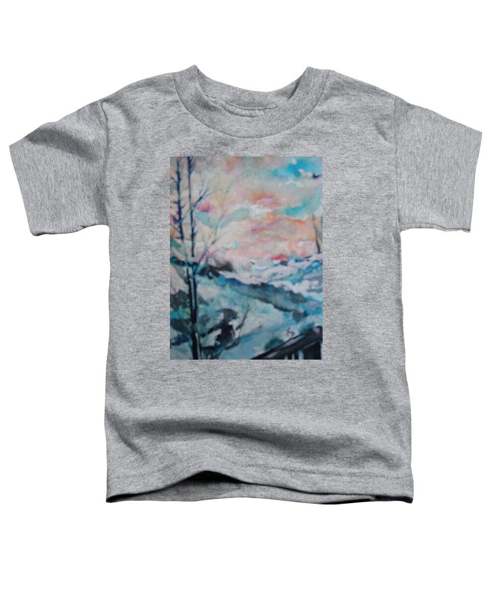 Winter Toddler T-Shirt featuring the painting Winter in Colorado by Robin Miller-Bookhout