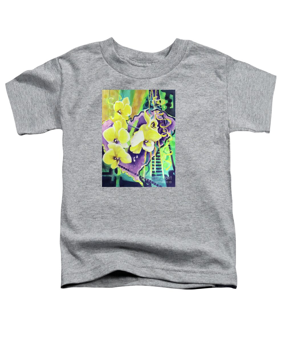 Paintings Toddler T-Shirt featuring the painting Yellow Orchids of the Heart by Kathy Braud