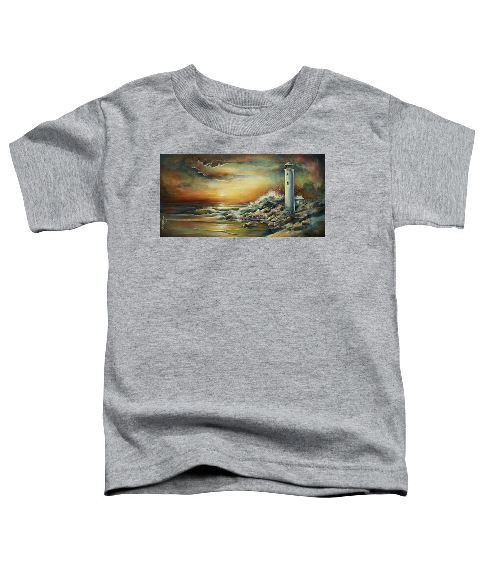 Lighthouse Toddler T-Shirt featuring the painting ' The Point' by Michael Lang