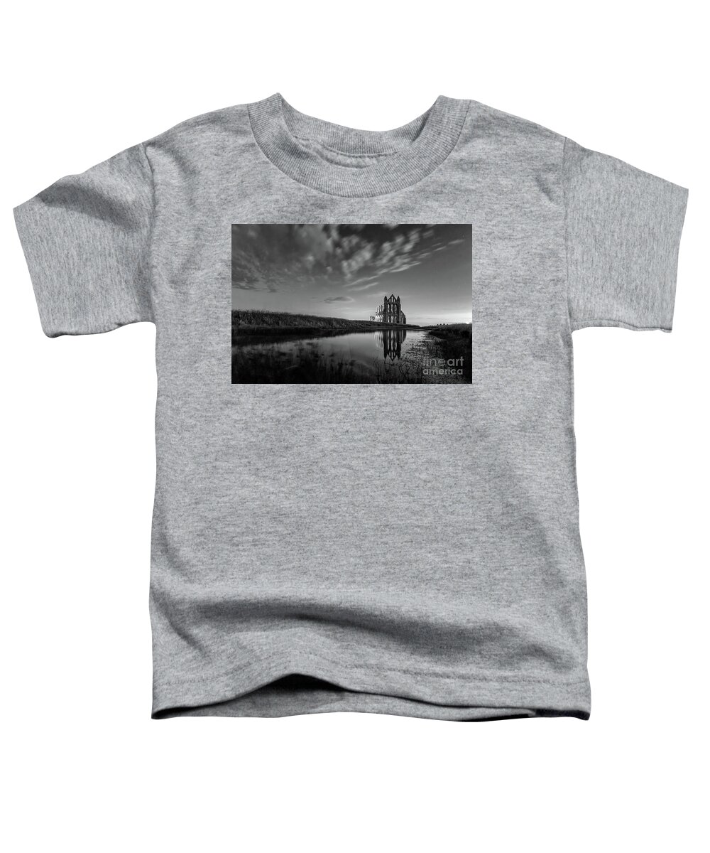 England Toddler T-Shirt featuring the photograph 02-29am in Whitby BW by Mariusz Talarek