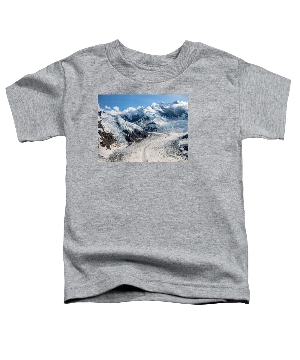 Alaska Toddler T-Shirt featuring the photograph Aerial view glacier #1 by Benny Marty