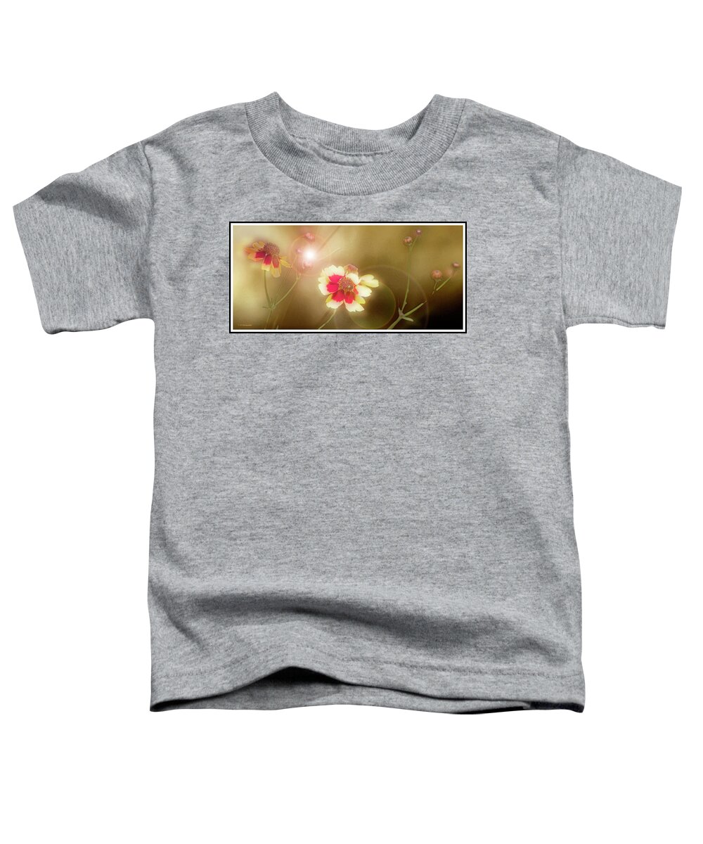 Coreopsis Toddler T-Shirt featuring the digital art Coreopsis Flowers and Buds #1 by A Macarthur Gurmankin