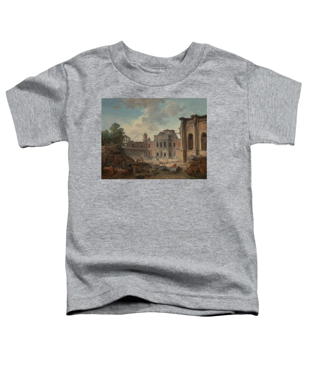 Hubert Robert Toddler T-Shirt featuring the painting Demolition of the Chateau of Meudon #2 by Hubert Robert