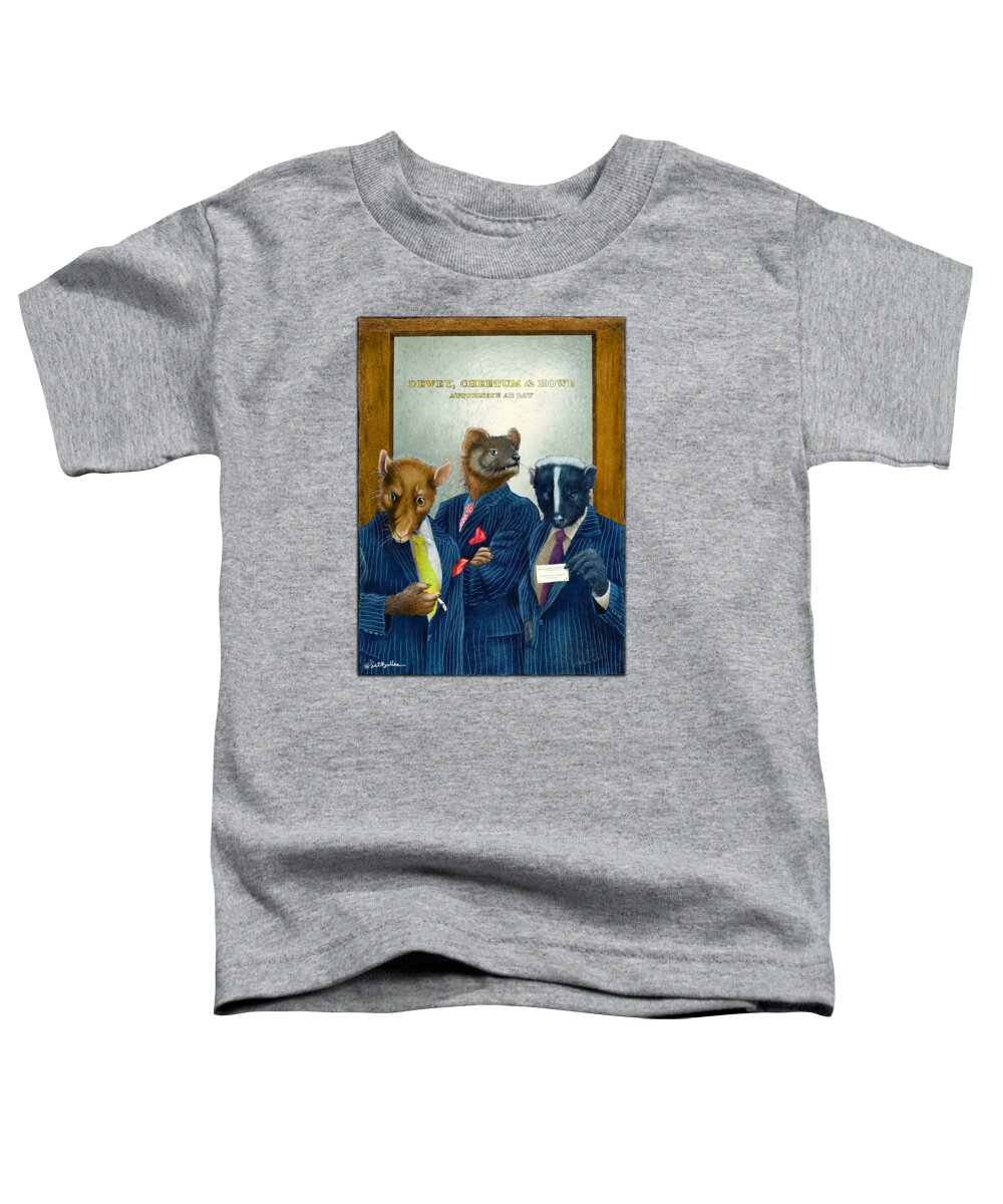 Will Bullas Toddler T-Shirt featuring the painting Dewey, Cheetum and Howe... #1 by Will Bullas