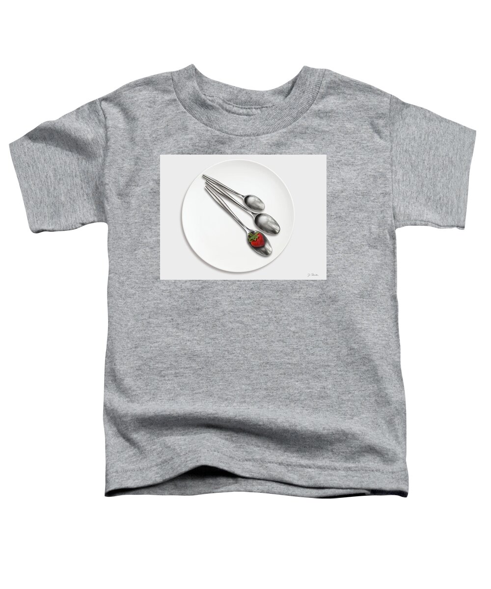 Dishes Toddler T-Shirt featuring the photograph Dish, Spoons and Strawberry #1 by Joe Bonita