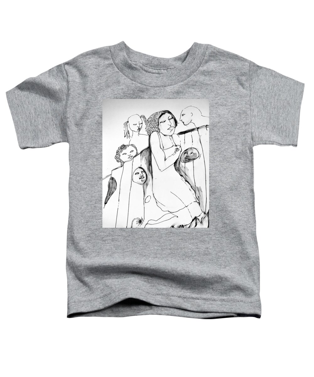 Ninos Toddler T-Shirt featuring the drawing Donde estan los Ninos? 2 #1 by Rosalinde Reece