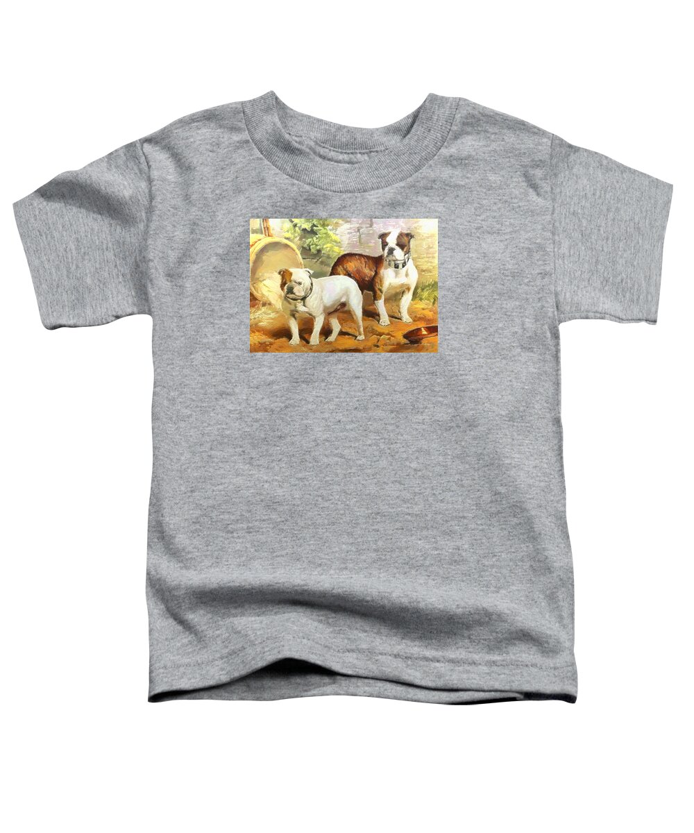 Dogs Toddler T-Shirt featuring the digital art English Bulldogs by Charmaine Zoe
